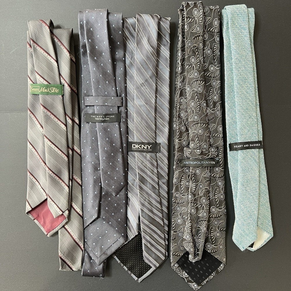 Lot Of 5 Men's Neckties Preppy Business Formal Wedding (See Description)